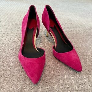 Brian Atwood Suede Fuchsia Heels